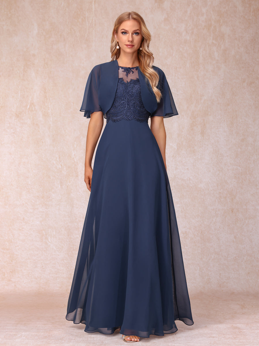 ever AMOUR|Robe Mère De La Mariée moderne Longue Elegante Avec Lanterne en V Profond