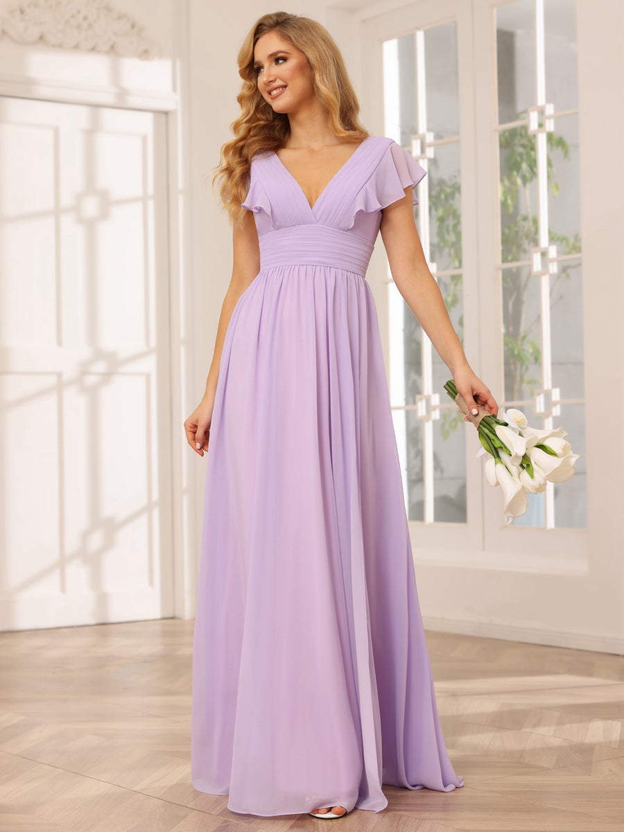 Forme Princesse Col V Longue Robes de demoiselle d honneur avec Cote f Lavetir FR
