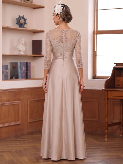 Ligne A/Princesse Scoop 3/4 Manches Longueur du sol Robes Mère de la Mariée Robes avec Appliques