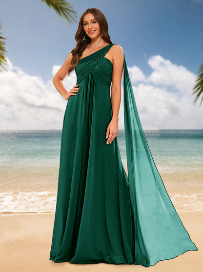 Robes de Demoiselle d'Honneur Sans Manches à Une Épaule et Ligne A/Princesse