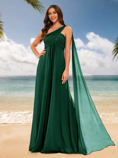 Robes de Demoiselle d'Honneur Sans Manches à Une Épaule et Ligne A/Princesse