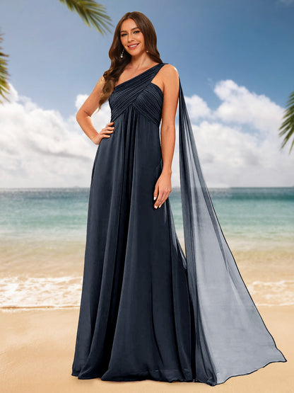 Robes de Demoiselle d'Honneur Sans Manches à Une Épaule et Ligne A/Princesse