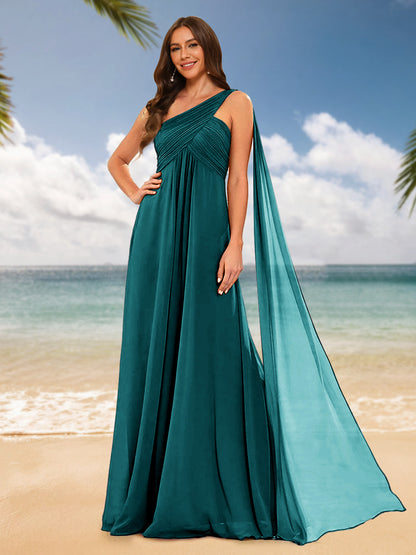 Robes de Demoiselle d'Honneur Sans Manches à Une Épaule et Ligne A/Princesse