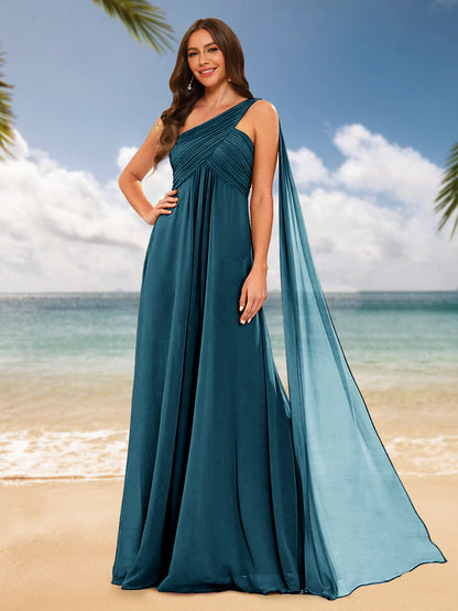 Robes de Demoiselle d'Honneur Sans Manches à Une Épaule et Ligne A/Princesse