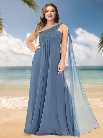 Robes de Demoiselled'Honneur Grande Taille, Coupe A-Line/Princesse, Asymétrique, Sans Manches