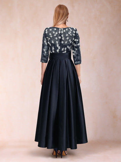 Robes de Mère de la Mariée Asymétriques à Manches 3/4 et Coupe A-Line/Princess