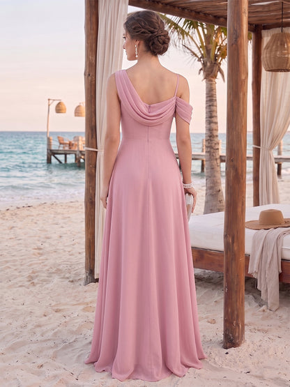Gaine/Colonne Col Bénitier Sans Manches Longueur du sol Robes de Demoiselle d'Honneur avec Côté Divisé