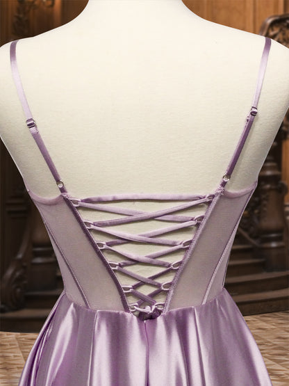Robe de Soirée Plissée Sans Manches à Col Bénitier et Ligne A/Princesse avec Fente Sur Le Côté et Strass