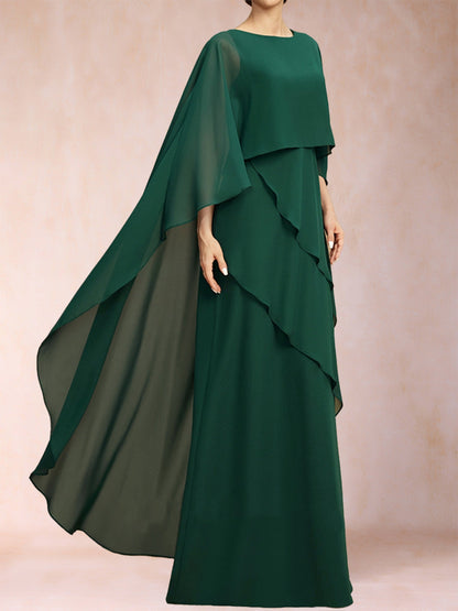 Robe de Mère de la Mariée En Mousseline de Soie Coupe A-Line/Princess Une Pièce Longueur Au Sol avec Volants