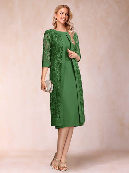 Robe de Mère de la Mariée En Mousseline de Soie Froncée avec Gaine/Colonne et Veste et Strass