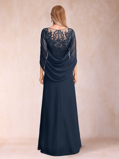 Robe de Mère de la Mariée Coupe A-Line/Princess Longueur Au Sol avec Appliques et Volants