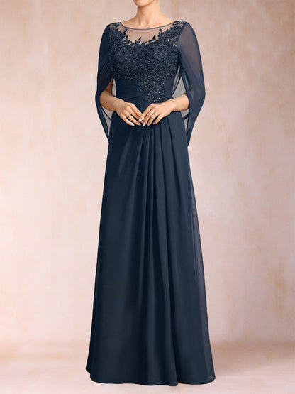 Robe de Mère de la Mariée Coupe A-Line/Princess Longueur Au Sol avec Appliques et Volants