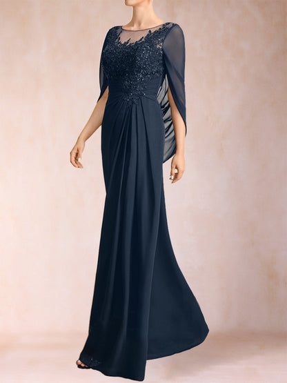 Robe de Mère de la Mariée Coupe A-Line/Princess Longueur Au Sol avec Appliques et Volants