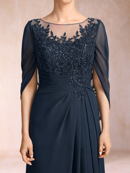 Robe de Mère de la Mariée Coupe A-Line/Princess Longueur Au Sol avec Appliques et Volants