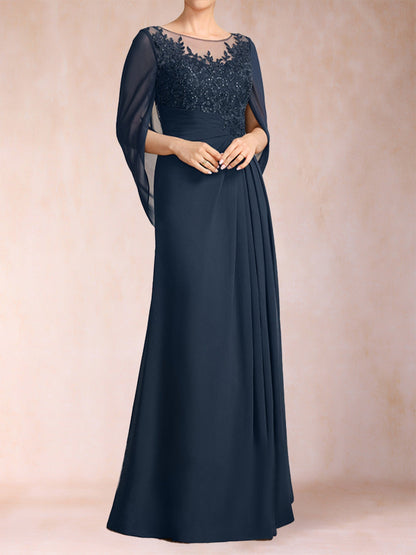 Robe de Mère de la Mariée Coupe A-Line/Princess Longueur Au Sol avec Appliques et Volants