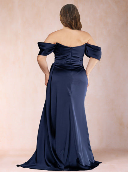 Robe de Mère de La Mariée Trumpet/Mermaid Décolletée Avec Ruchés Et Strass, Grande Taille