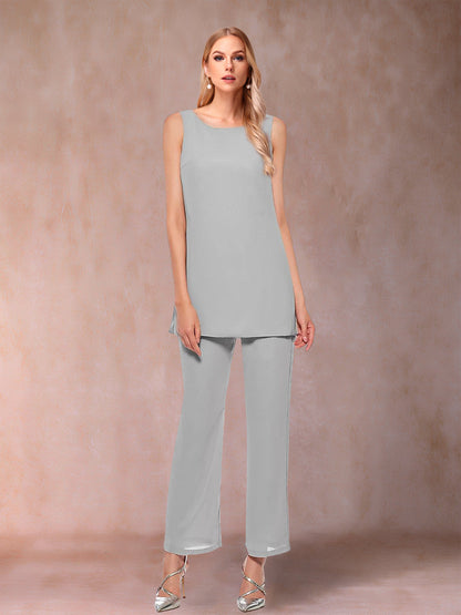 Ensemble 3 Pièces En Mousseline de Soie à Manches Longues avec Paillettes et Veste