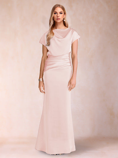 Robes de Mère de la Mariée à Manches Courtes et Fourreau/Colonne avec Fronces