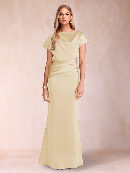 Robes de Mère de la Mariée à Manches Courtes et Fourreau/Colonne avec Fronces
