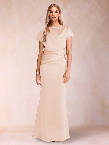 Robes de Mère de la Mariée à Manches Courtes et Fourreau/Colonne avec Fronces