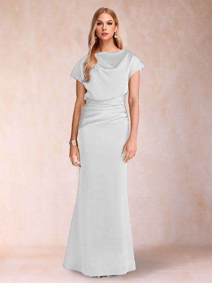 Robes de Mère de la Mariée à Manches Courtes et Fourreau/Colonne avec Fronces