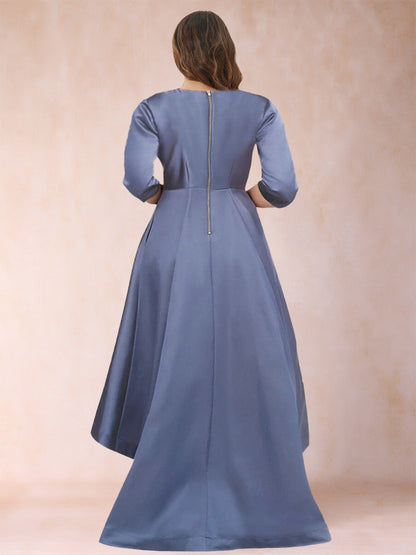 Robe de Mère de la Mariée Grande Taille, Coupe A-Line/Princesse, Manches 3/4 avec Volants