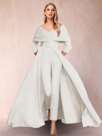 Combinaison Trapèze/Princesse à col en V et Manches 3/4 Ceinture Incluse