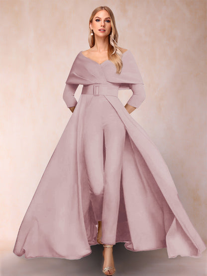 Combinaison Trapèze/Princesse à col en V et Manches 3/4 Ceinture Incluse