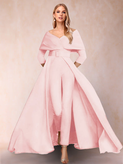 Combinaison Trapèze/Princesse à col en V et Manches 3/4 Ceinture Incluse