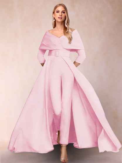 Combinaison Trapèze/Princesse à col en V et Manches 3/4 Ceinture Incluse