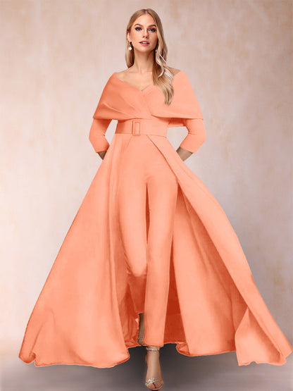 Combinaison Trapèze/Princesse à col en V et Manches 3/4 Ceinture Incluse