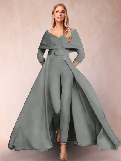 Combinaison Trapèze/Princesse à col en V et Manches 3/4 Ceinture Incluse