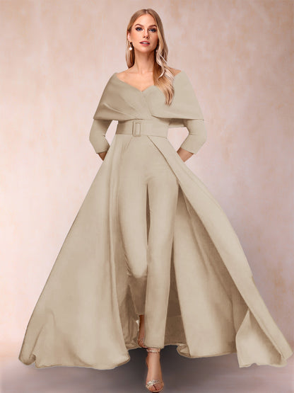 Combinaison Trapèze/Princesse à col en V et Manches 3/4 Ceinture Incluse