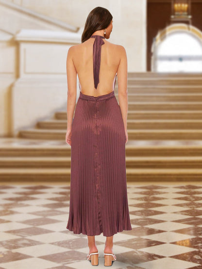 Robe de Soirée Fourreau/Colonne à Licou Sans Manches avec Plis