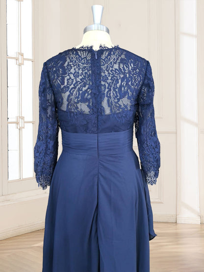 Robe de Mère de la Mariée Coupe A-Line/Princess à Col En V et Manches 3/4 avec Appliques