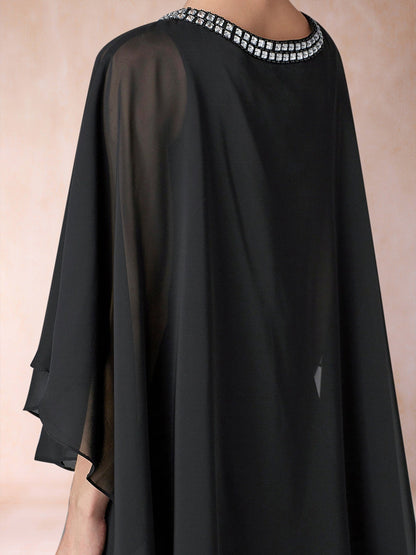 Robes de Mère de la Mariée à Manches 3/4 Coupe A-Line/Princess avec Fronces