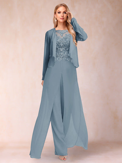 Ensemble Deux PiècesFourreau/Colonne à Manches Longues et Pantalon avec Appliqué et Veste