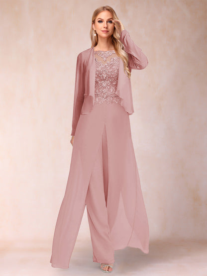 Ensemble Deux PiècesFourreau/Colonne à Manches Longues et Pantalon avec Appliqué et Veste