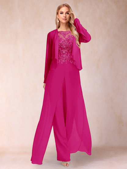 Ensemble Deux PiècesFourreau/Colonne à Manches Longues et Pantalon avec Appliqué et Veste