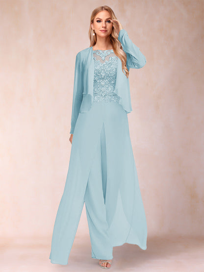 Ensemble Deux PiècesFourreau/Colonne à Manches Longues et Pantalon avec Appliqué et Veste