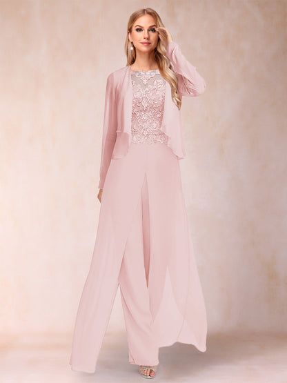 Ensemble Deux PiècesFourreau/Colonne à Manches Longues et Pantalon avec Appliqué et Veste