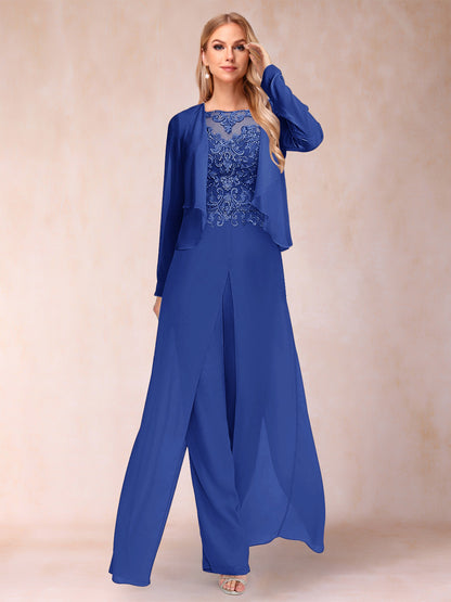 Ensemble Deux PiècesFourreau/Colonne à Manches Longues et Pantalon avec Appliqué et Veste