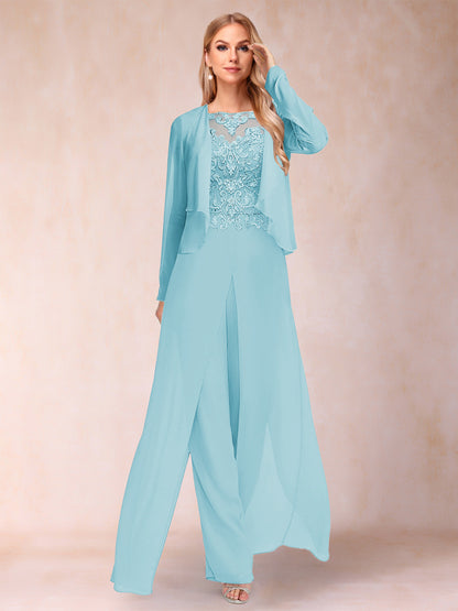 Ensemble Deux PiècesFourreau/Colonne à Manches Longues et Pantalon avec Appliqué et Veste