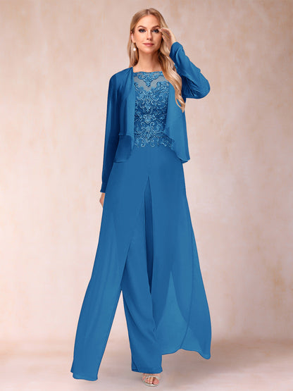 Ensemble Deux PiècesFourreau/Colonne à Manches Longues et Pantalon avec Appliqué et Veste