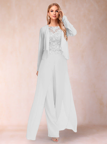 Ensemble Deux PiècesFourreau/Colonne à Manches Longues et Pantalon avec Appliqué et Veste