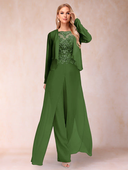 Ensemble Deux PiècesFourreau/Colonne à Manches Longues et Pantalon avec Appliqué et Veste