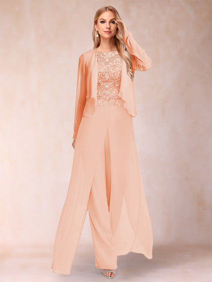 Ensemble Deux PiècesFourreau/Colonne à Manches Longues et Pantalon avec Appliqué et Veste