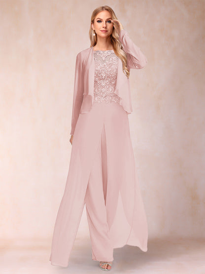 Ensemble Deux PiècesFourreau/Colonne à Manches Longues et Pantalon avec Appliqué et Veste
