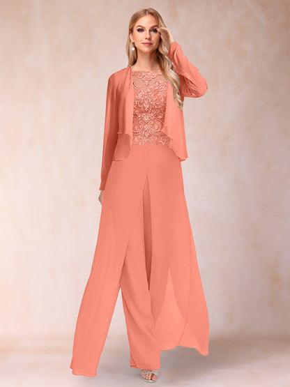 Ensemble Deux PiècesFourreau/Colonne à Manches Longues et Pantalon avec Appliqué et Veste