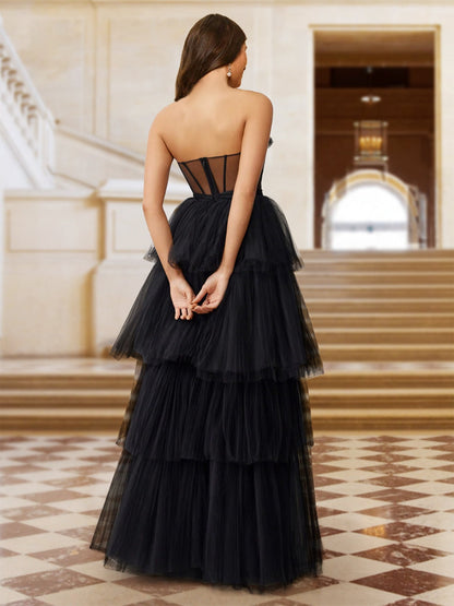 Robe de Soirée Sans Manches Coupe A-Line/Princesse Sans Bretelles avec Fronces